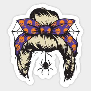 Spooky Messy Bun Hair Sticker